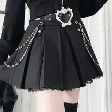 lunaly. 벨트 포함 플리츠 스커트 지뢰계 서브컬처 계열 미니 스커트