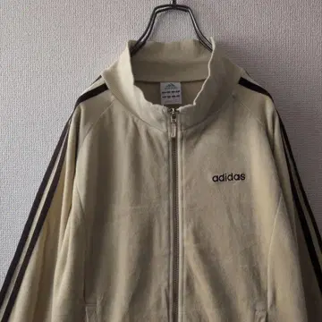 인기 컬러 아디다스 자수 로고 벨로아 트랙 자켓 베이지 x 브라운