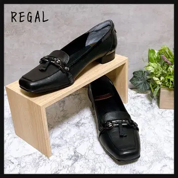 [ REGAL 리갈 ] 가죽 펌프스 비트 스퀘어토 블랙 23.5 새상품급