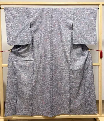 A 단의 새상품급 집에 인물 무늬 면 코몬 기모노 K56