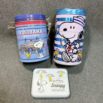 스누피 빈 통 3개 세트 요코하마 미나토미라이 마린 디자인