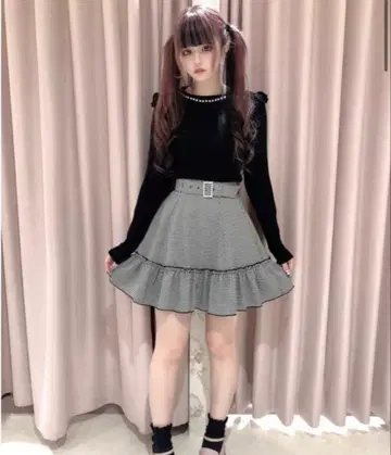 택 포함 Ank Rouge 펄 버클 벨트 개더 헴