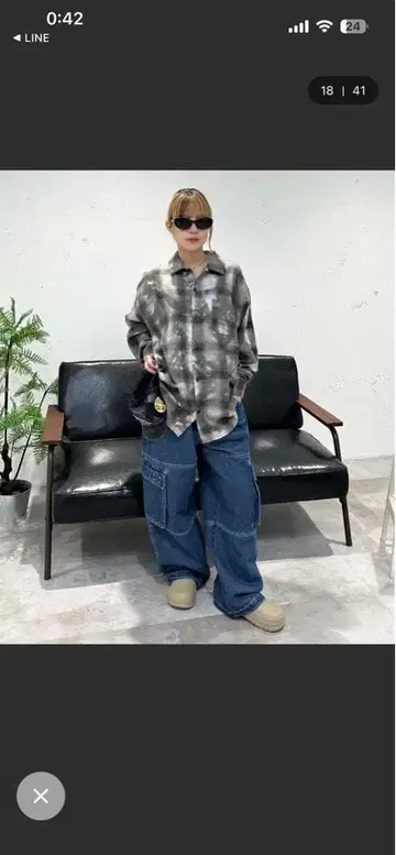 체크 무늬 플란넬 긴팔 셔츠