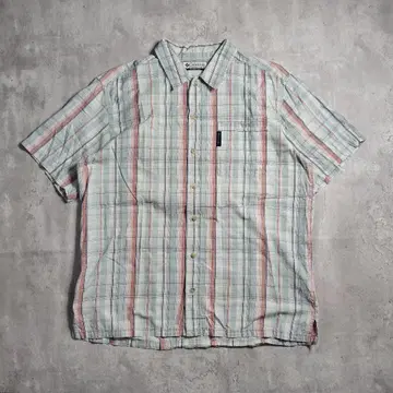 컬럼비아 반팔 셔츠 체크 구제 의류 M