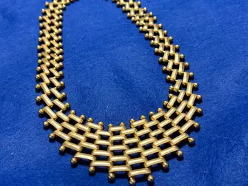 쇼와 레트로 매트 골드 목걸이