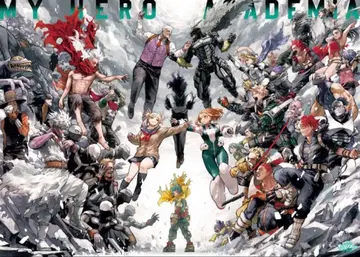 나의 히어로 아카데미아 원화전 B2 포스터 키 비주얼 히어로VS적