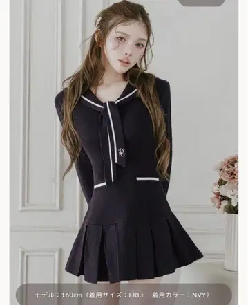 Darich 세일러 카라 플리츠 미니 원피스 FREE