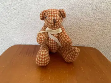 레어 곰 미니 마스코트 봉제 인형 인테리어 벽돌 격자 무늬 단추식