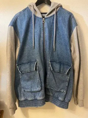ZARA 후드 부착 데님 자켓 L