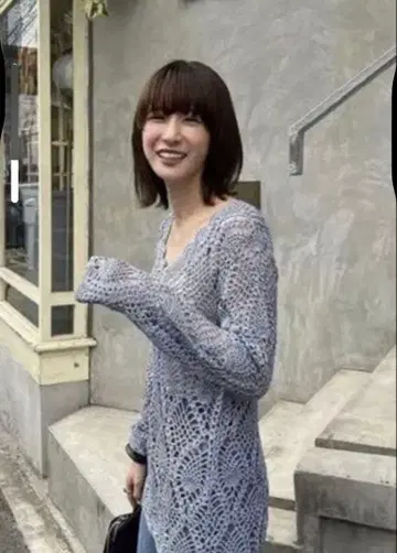 [새상품급] CLANE 크로셰 V넥 롱 니트 탑