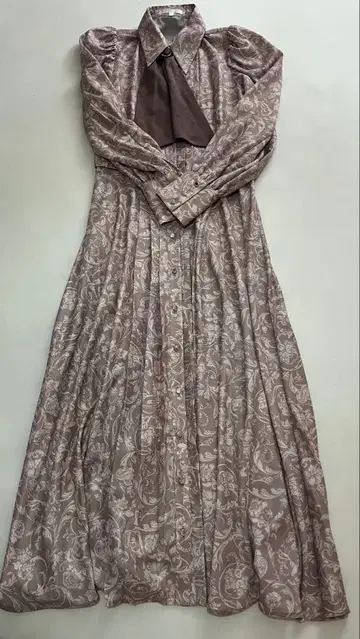 rienda 페이즐리 롱 원피스 S 핑크 베이지