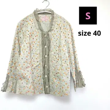 무슈 사카이 S 노카라 자켓 꽃무늬 자수 사이즈 40 7부 소매