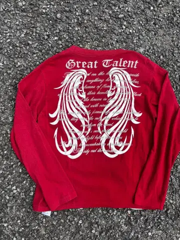 00s Y2K 시크 스타일 페더 롱티 빨간색 그런지 고딕 펑크