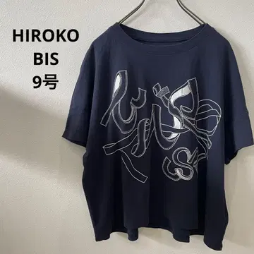 HIROKO BIS 옥타곤 로고 풀오버 반팔 T셔츠 네이비