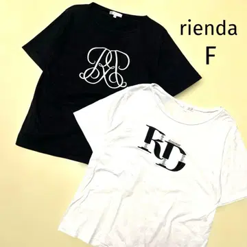 [리엔다] 자수 로고 반팔 T셔츠 흰색 화이트 블랙 2장 세트 Free