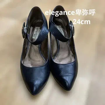 elegance 히미코 24cm 블랙 가죽 하이힐 앵클 스트랩