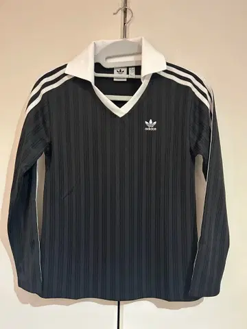 adidas 스트라이프 긴팔 피케 셔츠 S