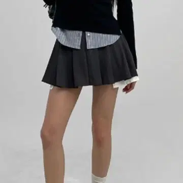 [BLACKUP] 플리츠 미니스커트 팬츠 그레이