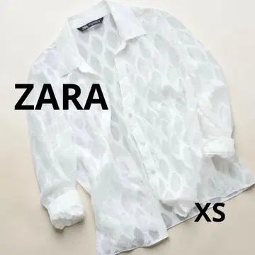 ZARA 시어 자카드 블라우스 화이트 겉옷