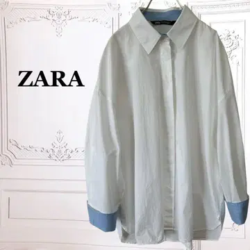 ZARA [자라] 포플린 셔츠 블라우스 [F] 화이트 긴팔 큰 사이즈