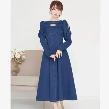 로제 뮤즈 데님 원피스