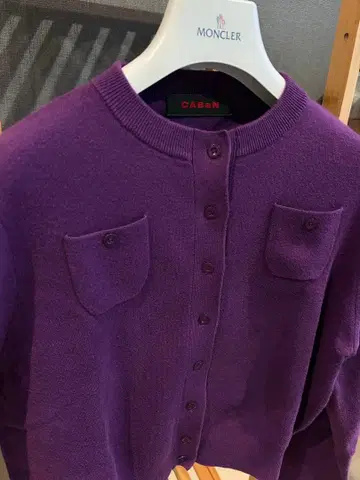 CABaN 크루넥 가디건 퍼플 보라색 XS
