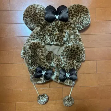 디즈니 팬캡 레오파드 무늬 미니 마우스 (장갑 포함)