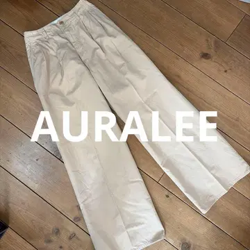 AURALEE 랫핑크 치노 와이드 턱 팬츠