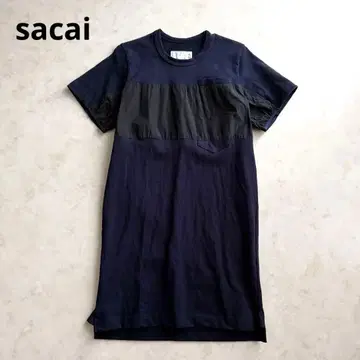 [ 이소재 ] sacai 사카이 도킹 반팔 T 원피스 네이비 3