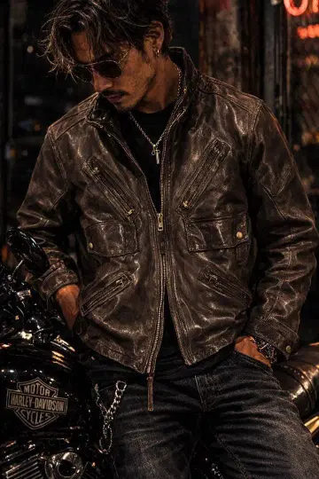 AVIREX 아비렉스 가죽 플라이트 자켓 램 가죽 브라운