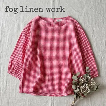fog linen work 리투아니아 린넨 깅엄 체크 블라우스 빨간색