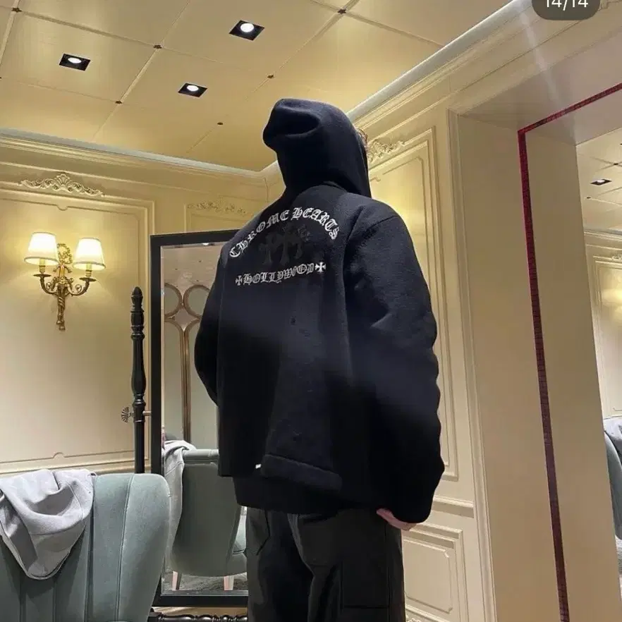 Chrome Hearts Leather Patch Hoodie MARKED: Black Leather Patch Zip