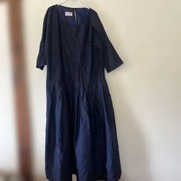 GALLEGO DESPORTES 네이비 도트 무늬 롱 원피스