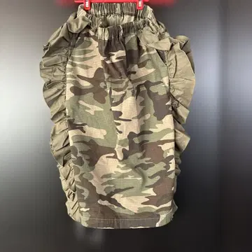 모마 패치워크 카모 패턴 프릴 달린 고무 스커트 포켓 4개