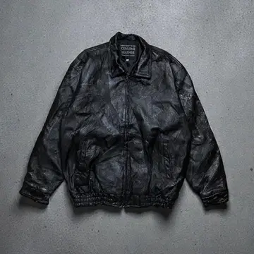 [ 개성파 ] 천연 가죽 블루종 블랙 패치워크 덧댄 2XL 봄버 A2