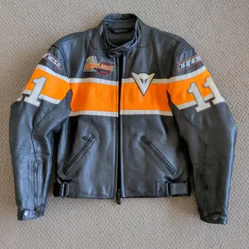 Dainese 가죽 자켓 블랙/오렌지 11