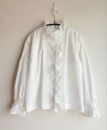 새상품급 나이젤카본 개더 칼라 셔츠 핀턱 프릴