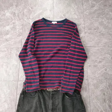 보더 와플 컷 앤드 소 네이비 레드 y2k f