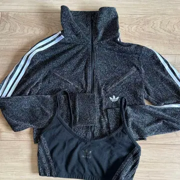 아디다스 저지 라메 자켓 & 스포츠 브라 세트