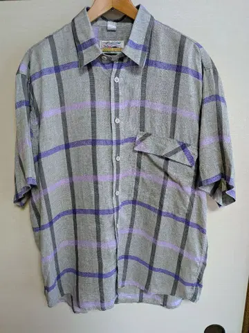 빈티지 구제 의류 RODIN SPORT 반팔 체크 셔츠 린넨