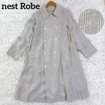네스트로브 린넨 린넨 세탁 가능한 더블 브레스트 스프링 코트 그레이