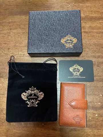 Orobianco 명함지갑 스테인리스 x 가죽 오렌지