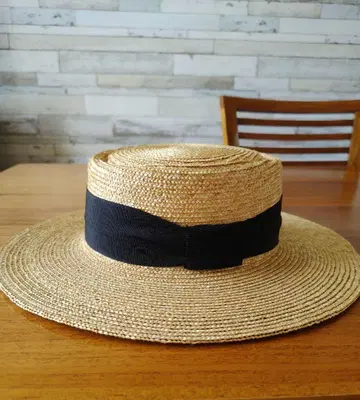 다나카 모자점 알마 포크파이형 와이드 챙 칸칸 모자 57.5cm