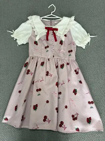 AnkRouge 딸기 무늬 핑크 미니 원피스