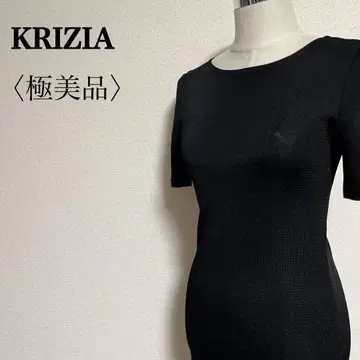 새상품급 크리치아 자수 로고 시어 니트 원피스 40 Kof KRIZIA