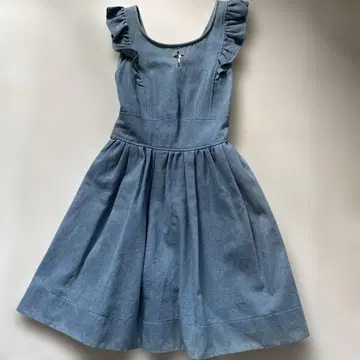 미사용 앙크루즈 프릴 데님 점프 스커트