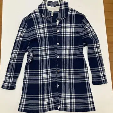 츠모리치사토 크레프리 체크 블라우스 셔츠 주름 가공 일본제