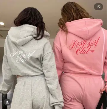 Roxy Surf Club 크롭 후드티 핑크 그레이