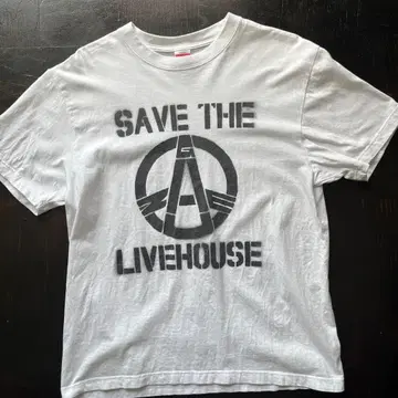 GAUZE SAVE THE LIVEHOUSE 티셔츠 L 사이즈 화이트
