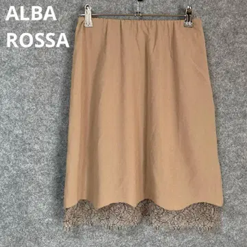 ALBA ROSSA 베이지 레이스 밑단 무릎 기장 플레어 스커트